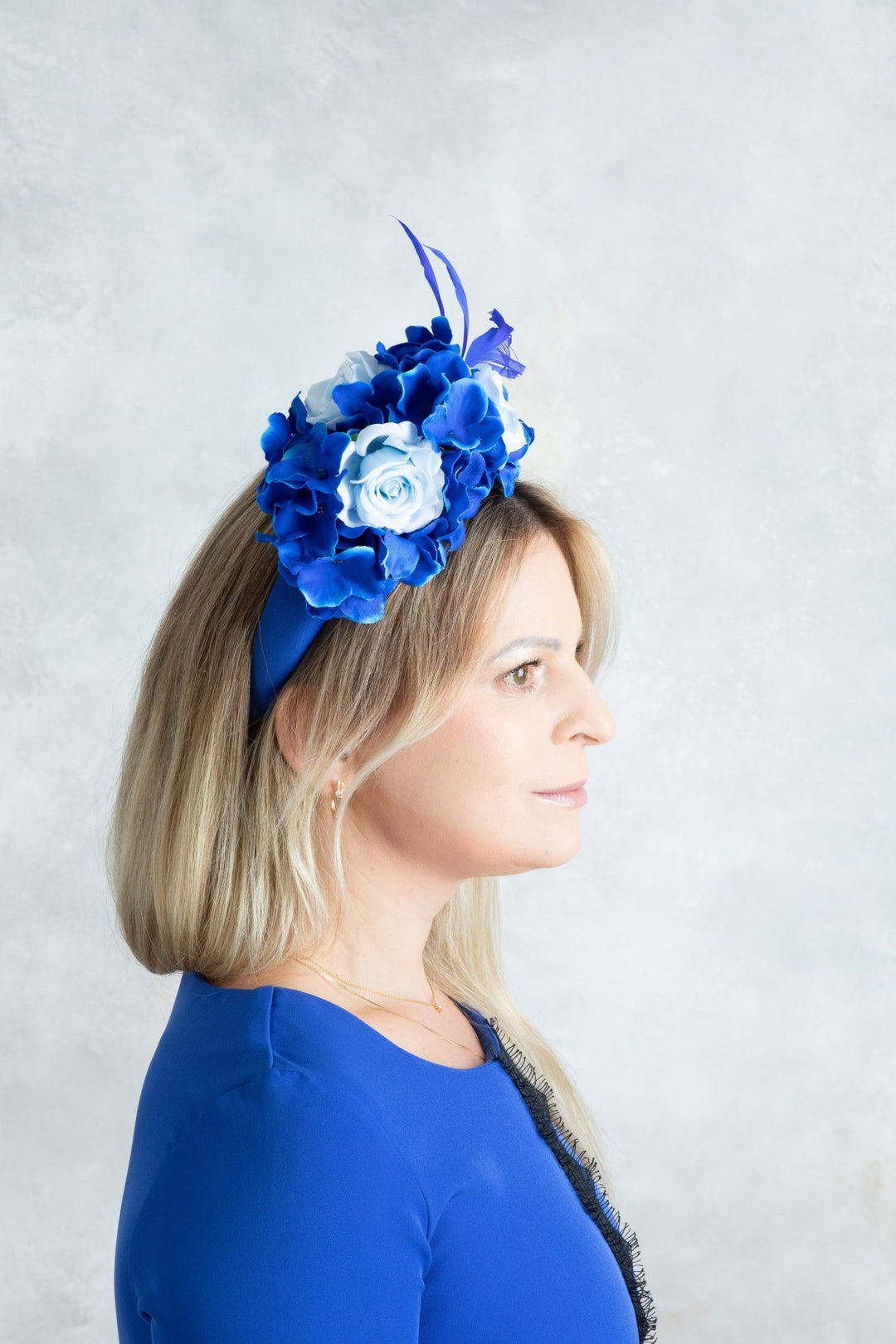 Royal blue padded headband - OlhaHeadband