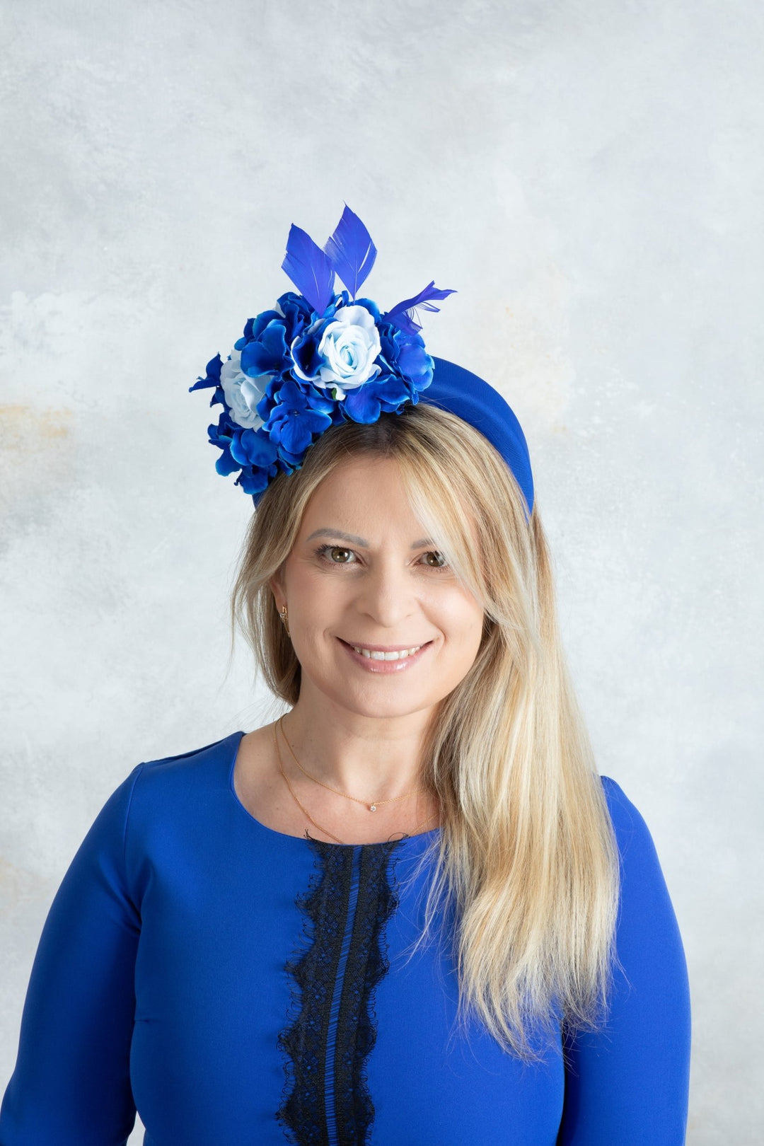 Royal blue padded headband - OlhaHeadband