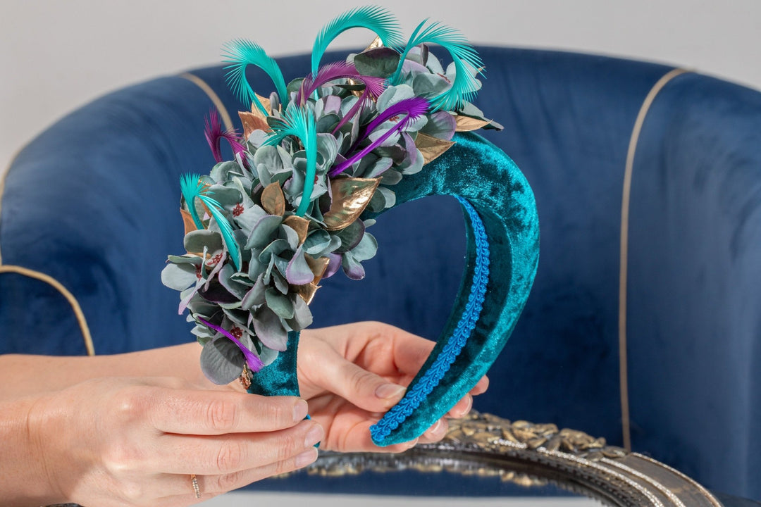 teal fascinator - OlhaHeadband