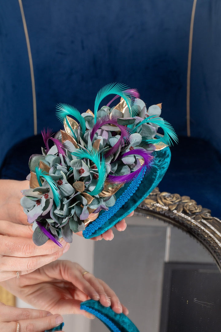 teal fascinator - OlhaHeadband