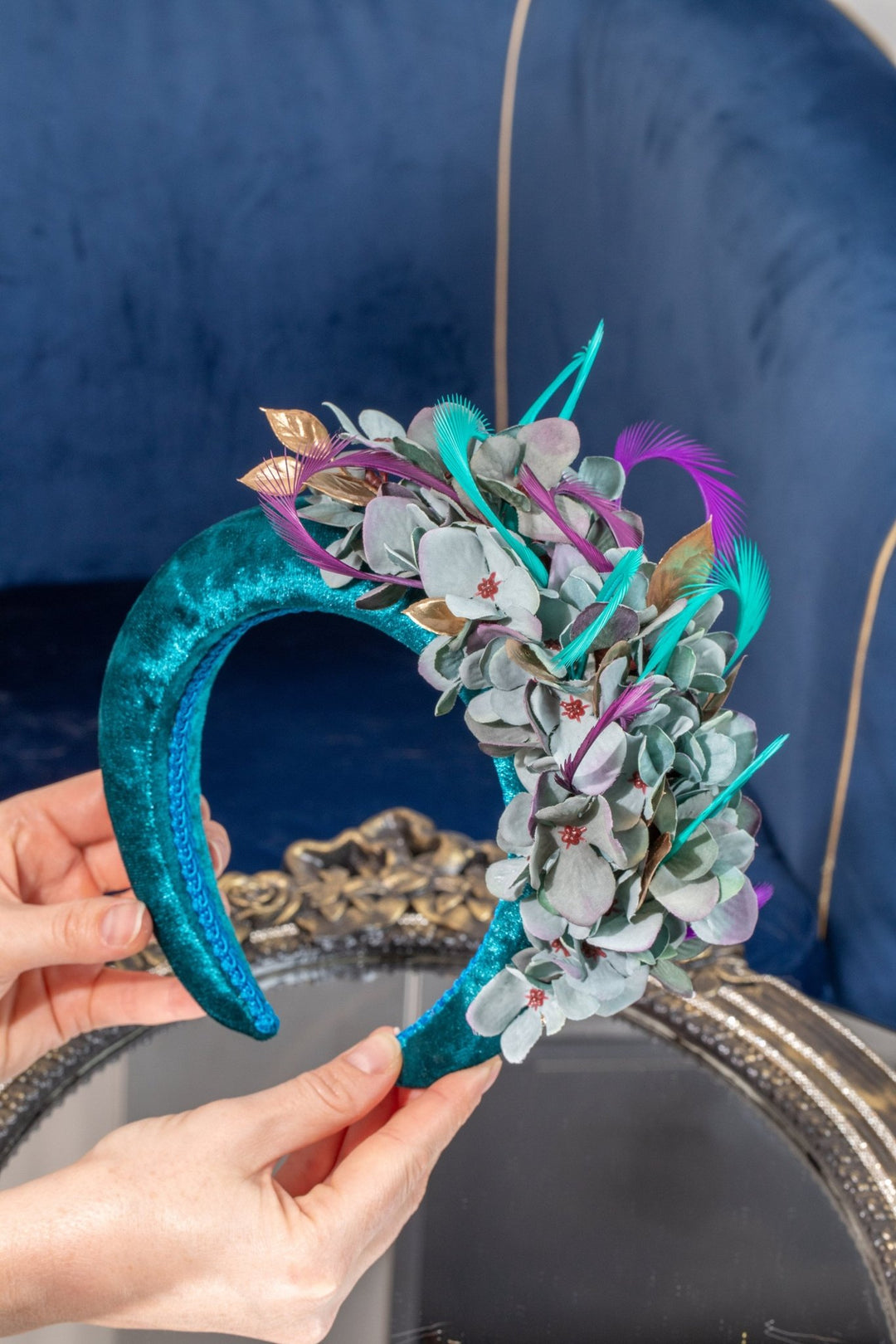 teal fascinator - OlhaHeadband